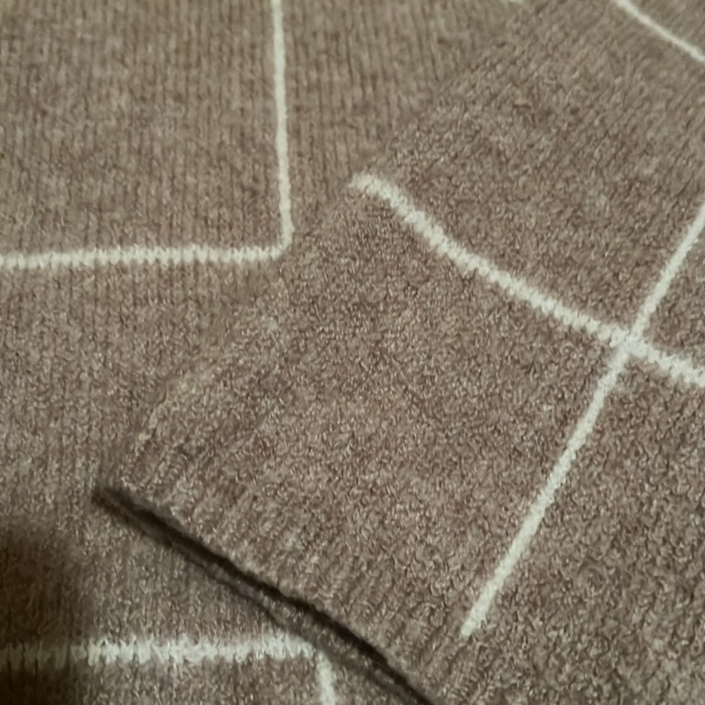Madewell Windowpane Turtleneck Sweater Women’s XL very Good Tan Cream - Picture 7 of 10